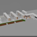 Modern School Building Complex With Connected Classrooms Courtyards Lawns And Circular Structure 3d model