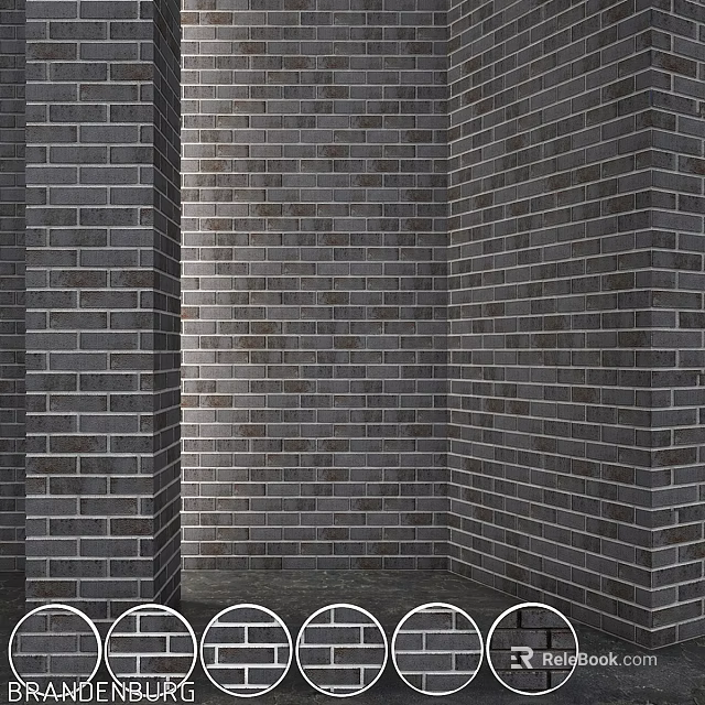 Structural Gray Brick Building Components With Columns And Circular Base Decorations 3d model