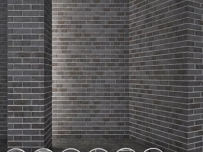 Structural Gray Brick Building Components With Columns And Circular Base Decorations 3d model