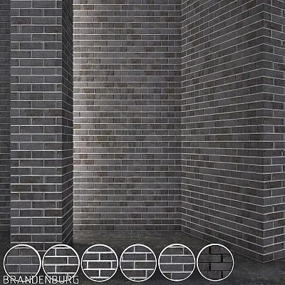 Structural Gray Brick Building Components With Columns And Circular Base Decorations 3d model