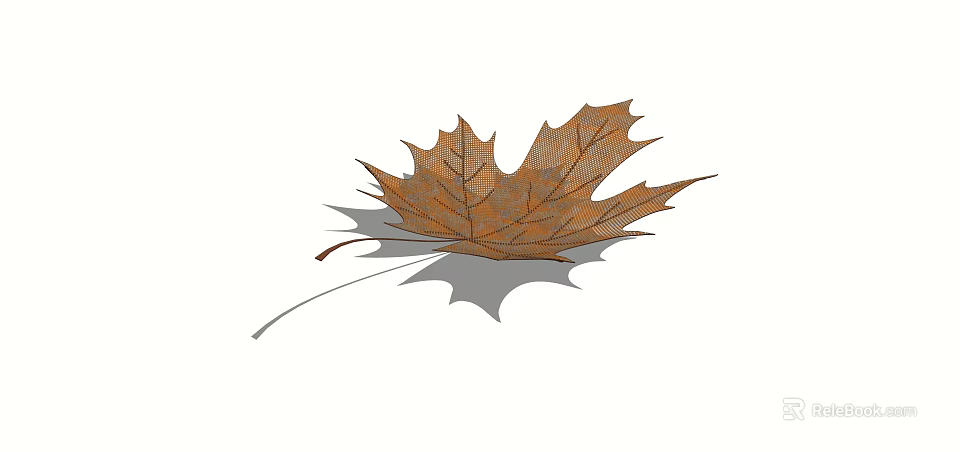 Maple Leaf Sculpture With Detailed Orange Vein Patterns And Artistic Design 3d model