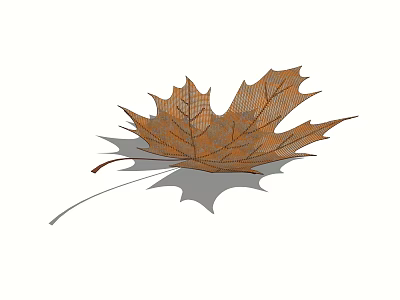 Maple Leaf Sculpture With Detailed Orange Vein Patterns And Artistic Design 3d model