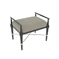 Modern Accent Stool With Black Frame Armrests Light Upholstery And Metal Accents Design