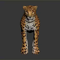 Detailed Leopard Figure With Spotted Coat Standing On Dark Reflective Surface 3d model