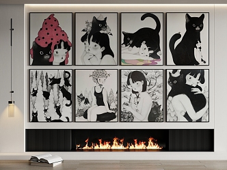 Modern figure decorative painting fireplace 3d model