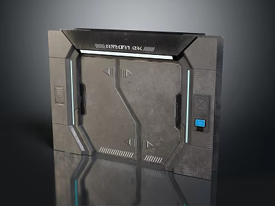 Futuristic Tech Control Panel With Metallic Texture Blue Light And Geometric Lines 3d model