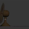 Copper Colored Electric Fan With Metal Mesh Guard Blades And Stable Base
