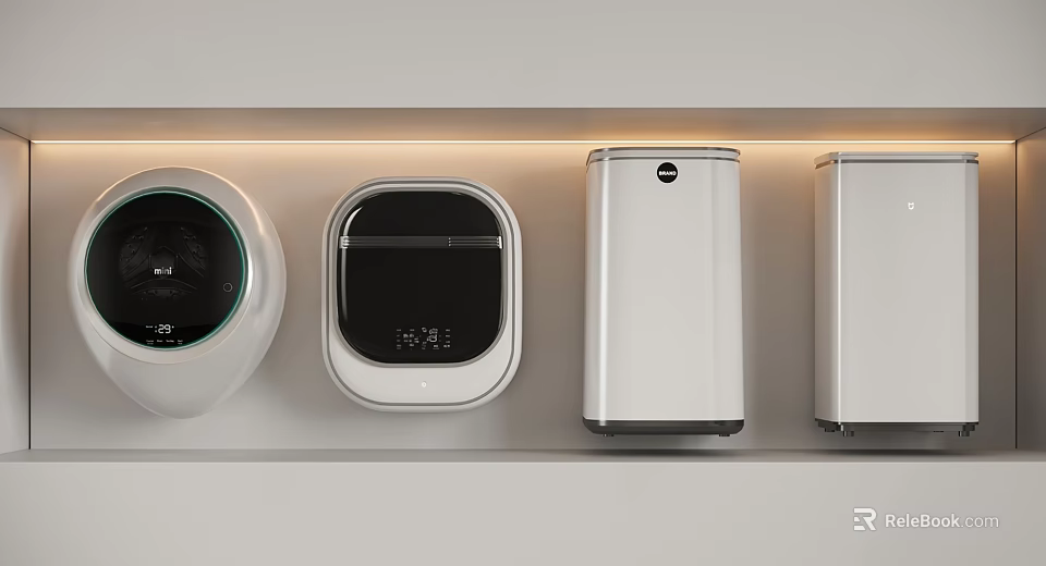 Modern White Washing Machine Models With Sleek Designs For Home Laundry Use 3d model 