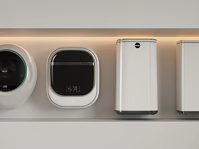 Modern White Washing Machine Models With Sleek Designs For Home Laundry Use 3d model