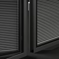 Modern Black Framed Casement Door With Louvered Glass And Smooth Opening