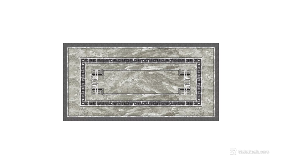 Modern Decorative Floor Tile With Natural Marble Texture And Intricate Geometric Border 3d model 