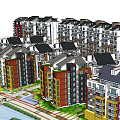 Modern Residential Complex Featuring Multiple Apartment Buildings Green Spaces And Road Layout 3d model
