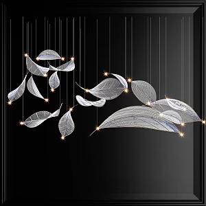 Modern crystal petal feather chandelier 3d model