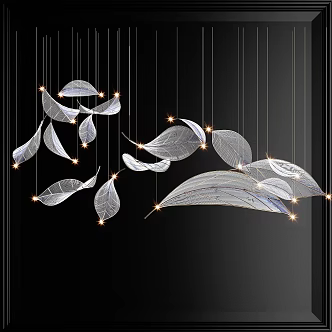 Modern crystal petal feather chandelier 3d model