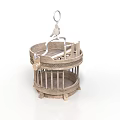 Wooden Birdcage Interior Design With Hanging Hook Swing And Feeder