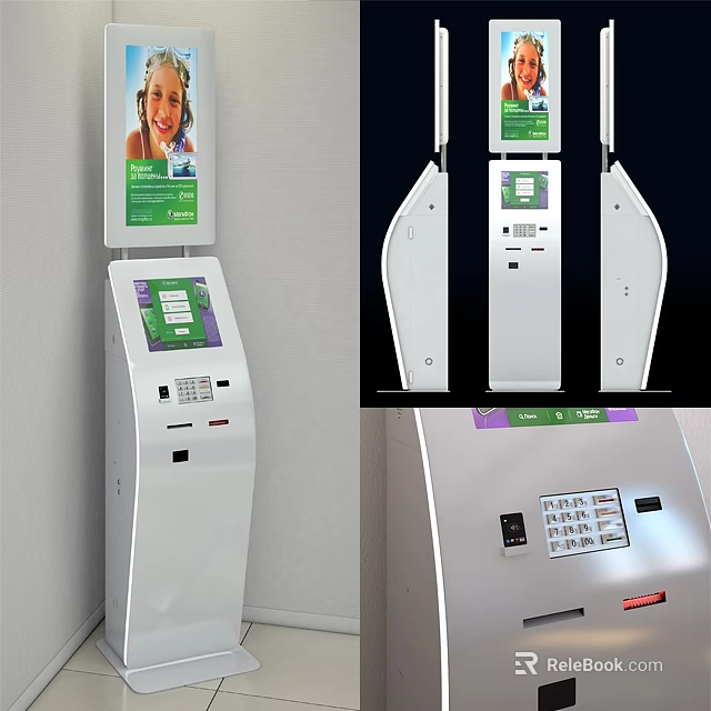 Modern Public Facility Self Service Kiosk With Touchscreen Keypad And Payment Options 3d model 