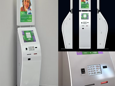 Modern Public Facility Self Service Kiosk With Touchscreen Keypad And Payment Options 3d model