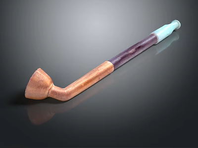 Decorative Pipe Shaped Weapon With Wooden Purple And Light Blue Accents 3d model