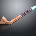 Decorative Pipe Shaped Weapon With Wooden Purple And Light Blue Accents