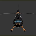 Detailed Helicopter Model With Blue Rotors Black Fuselage And Orange Accents