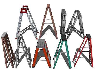 Colorful Folding Step Ladders in Various Designs for Home Daily Use 3d model