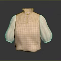 Stylish Women's Light Pink Blouse with Stand Collar and Puffed Sleeves in Lightweight Fabric