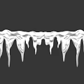 Realistic White Hanging Icicles With Textured Surface On Gray Background 3d model