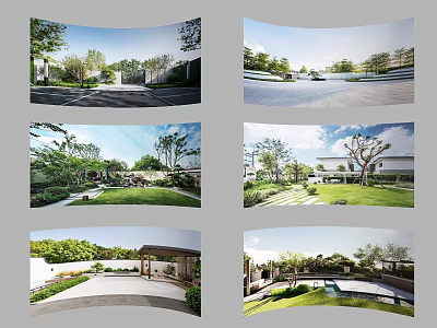 Modern Outdoor Landscape Design With Green Lawns Trees Pathways And Courtyards 3d model