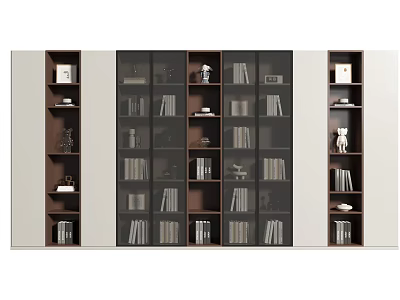 Modern Bookcase Interior Design With Multiple Shelves Books And Decorative Items 3d model