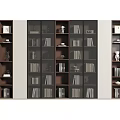Modern Bookcase Interior Design With Multiple Shelves Books And Decorative Items 3d model
