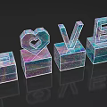 Sparkling LOVE Letters With Heart Shaped O On Black Background