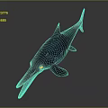 Realistic Ichthyosaur 3D Model Featuring Long Snout Sharp Teeth And Streamlined Body