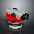 Leica Red And White Precision Level Instrument With Adjustment Knobs And Lens 3d model