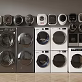 Various Home Appliances Including Washing Machines And Dryers In Different Styles