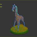 Decorative Giraffe Figurine as Home Living Accessory with Green Base and Leaf in Mouth