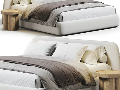 Modern Double Bed Fabric Double Bed 3d model