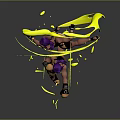 Dynamic Fighting Characters With Purple Hair Black Gold Outfits And Yellow Energy Effects