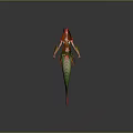 Mythical Character Fantasy Creature Design With Red Green Scales Winged Features And Fish Tail