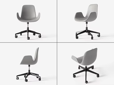 Gray Modern Office Chair With Swivel Wheels And Multiple Angles View 3d model
