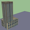 Modern High Rise Hotel Building With Podium Structure And Large Windows Design