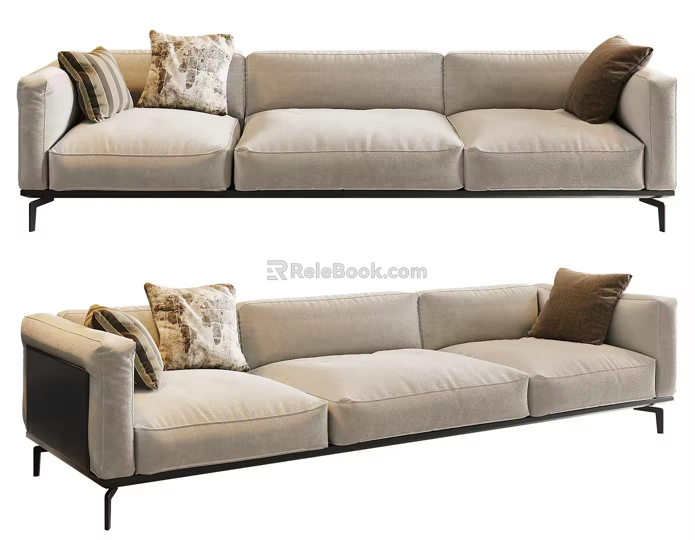 Modern three-seat sofa multiplayer sofa 3d model