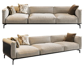 Modern three-seat sofa multiplayer sofa 3d model