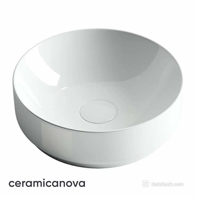 White Round Above Counter Ceramic Wash Basin With Smooth Surface Design 3d model 