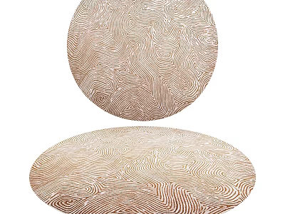Modern Round Area Rug With Wavy Beige Brown Texture And Decorative Design 3d model