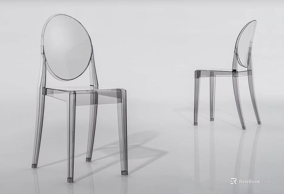Modern Transparent Leisure Chair With Acrylic Material Rounded Backrest And Sleek Legs 3d model 