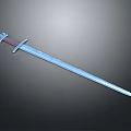 Silver Decorative Sword with Intricate Metal Blade and Red Hilt on Dark Background