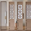 Chinese-style Lattice Hallway Partition Solid Wood Hollow-out Carved Screen 3d model