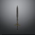 Ornate Medieval Long Sword With Gold Decorative Hilt And Sharp Blade