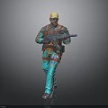 Military Style Character With Green Pants Colorful Accents Yellow Hard Hat Goggles Backpack And Rifle