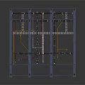 Industrial Metal Frame Equipment With Support Beams And Internal Wiring Components